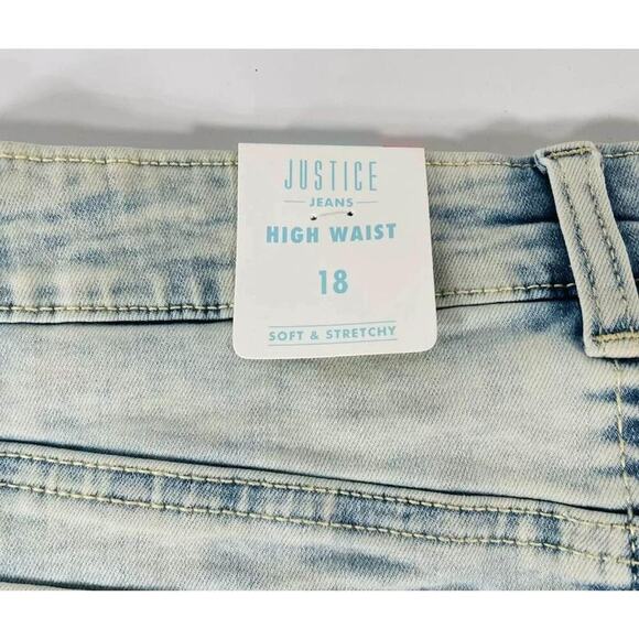 JUSTICE Girls High Waist Button Fly Denim Shorts Size 18 NEW! - Picture 3 of 5